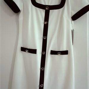Karl Lagerfeld White Dress with Black Trim